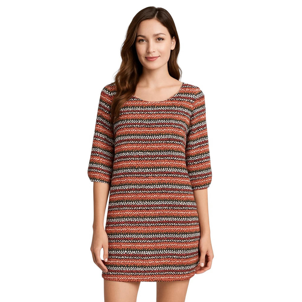Maude Red Fair Isle Mini Shift Dress Medium